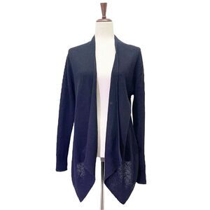 Eileen Fisher Lightweight Wool Waterfall Cadigan in Dark Navy Blue Size Medium